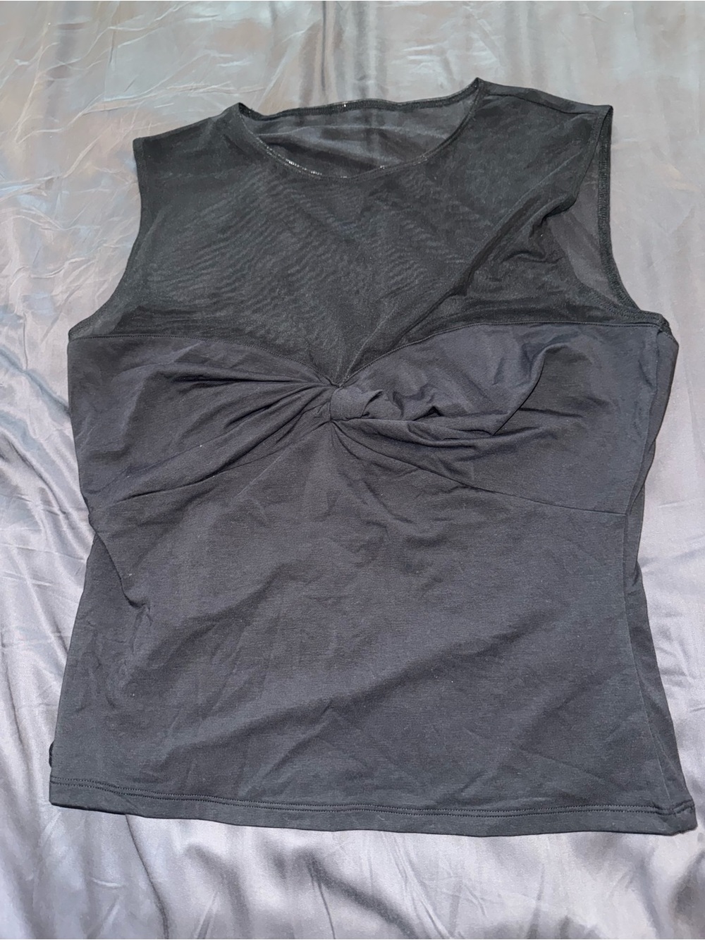 Abercrombie & Fitch Black Twist-Front Mesh Accent Tank